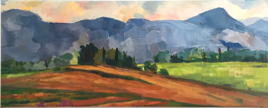 Le Mont Le Mont Aurélien, huile sur toile, 60x24- Huile sur toile